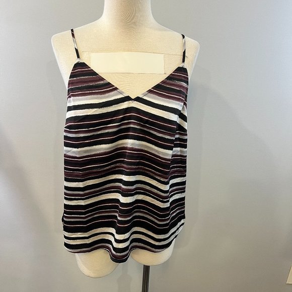NWOT HALOGEN Woven Camisole in Black- Grey Stripe (S) - Picture 3 of 10